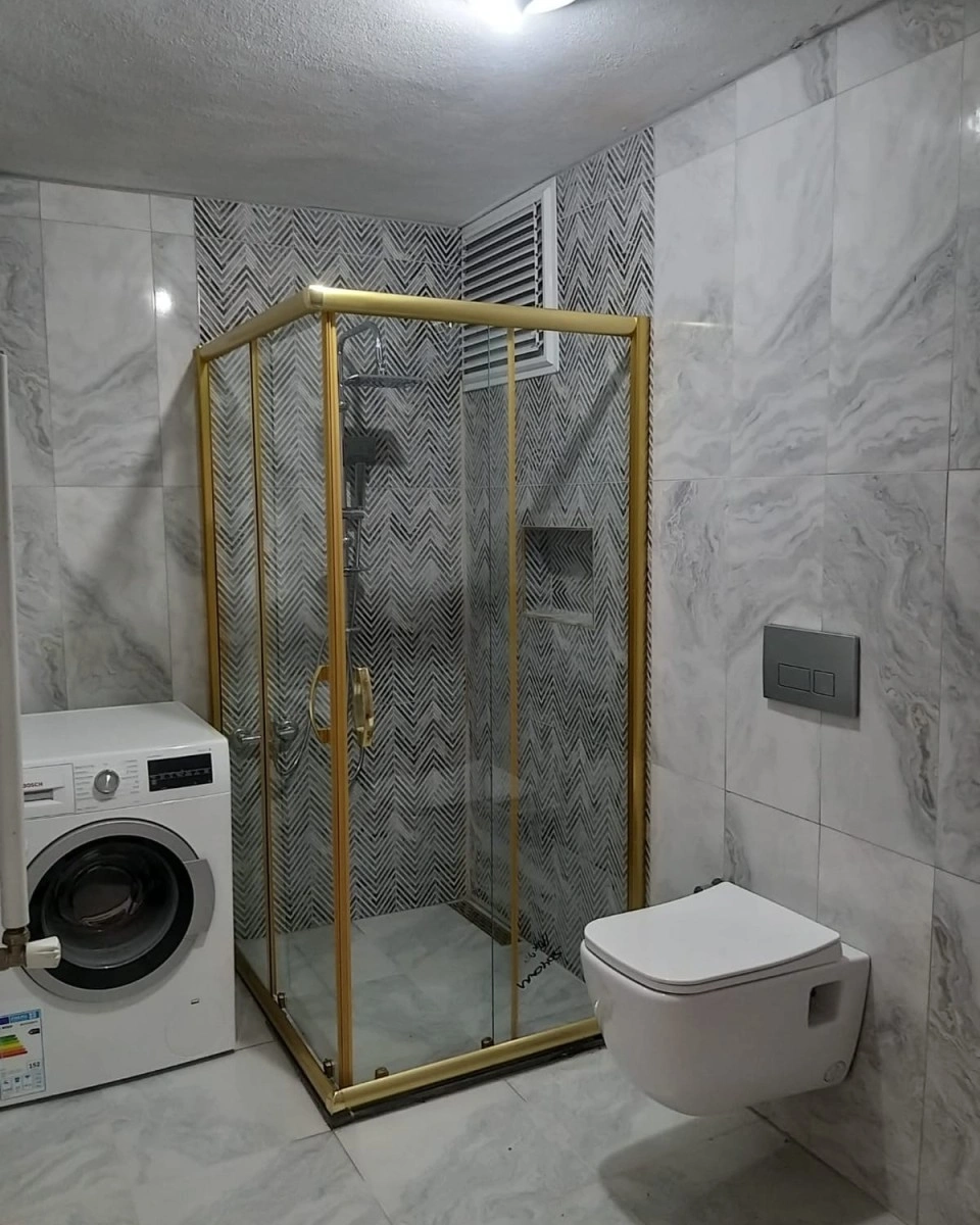 Pool Serisi Gold Profilli Şeffaf Cam Duşakabin - Görsel 2