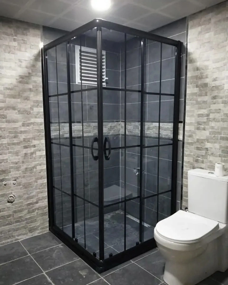 Pool Serisi Siyah Profilli Füme Cam Duşakabin  ( Özel Tasarım )